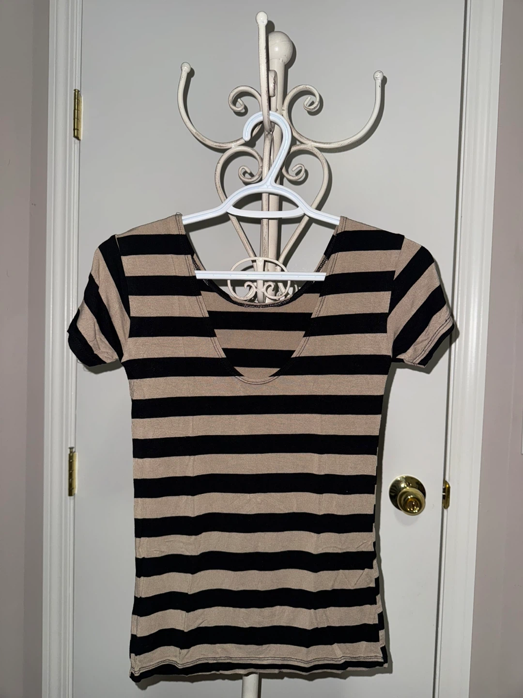 Striped T-Shirt - Tan and Black