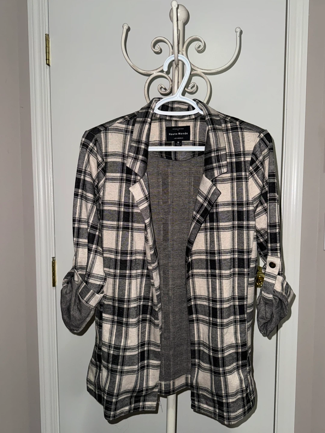 Haute Monde Plaid Open Front Blazer