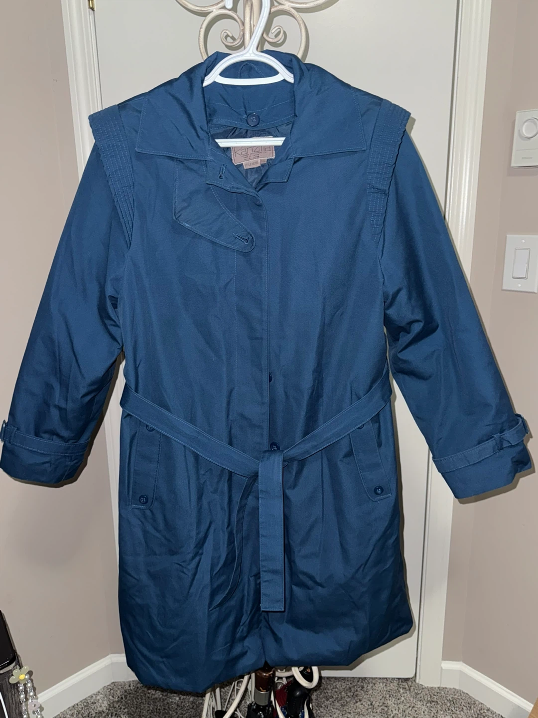 Blue Trench Coat with Belt
