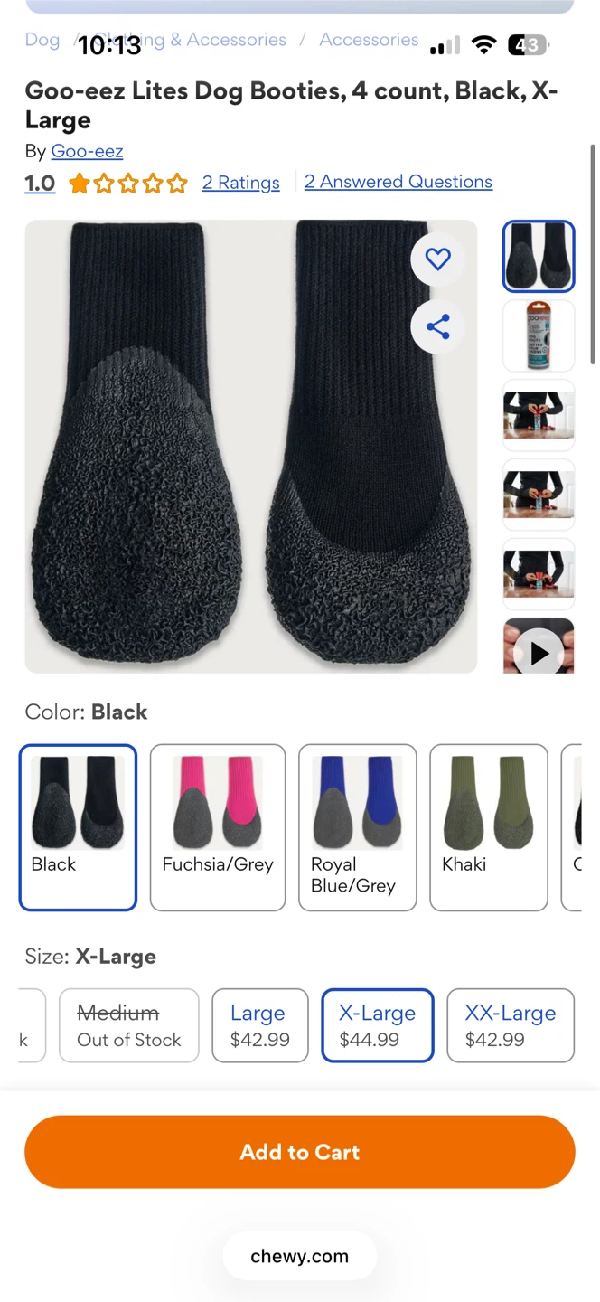 Goo-eez Lites Dog Booties - 4 Count, Black, X-Large