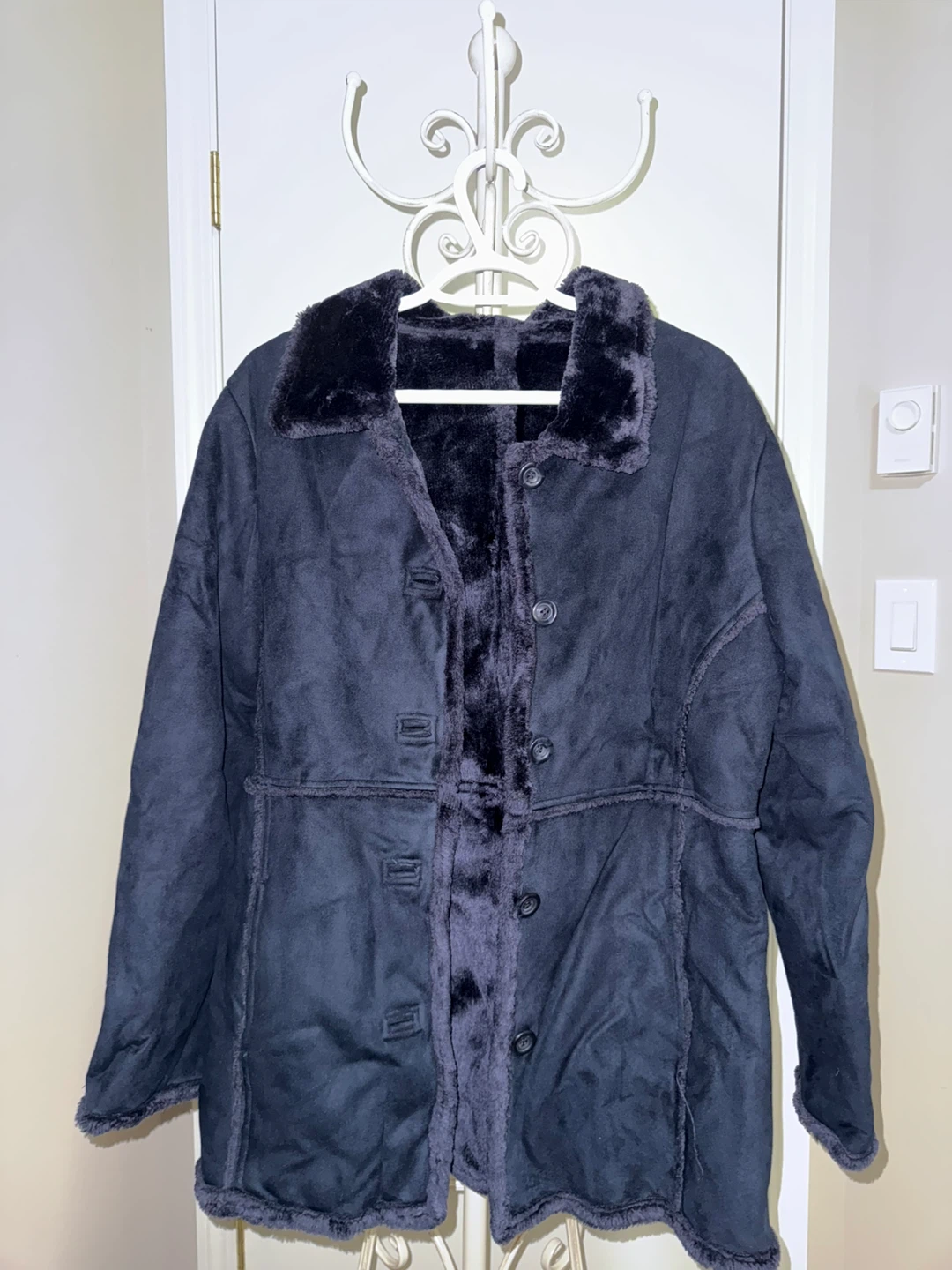 Black Suede-like Faux Fur Lined Jacket