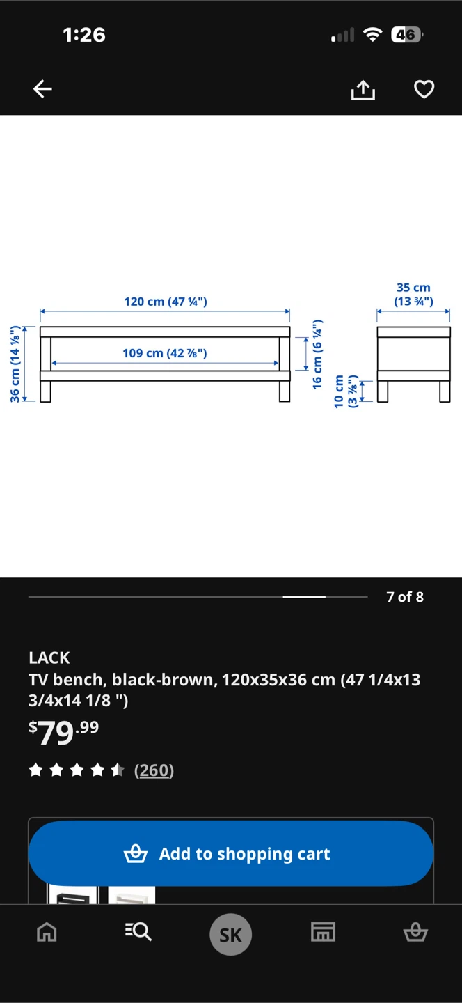 IKEA LACK TV Bench - Black-Brown
