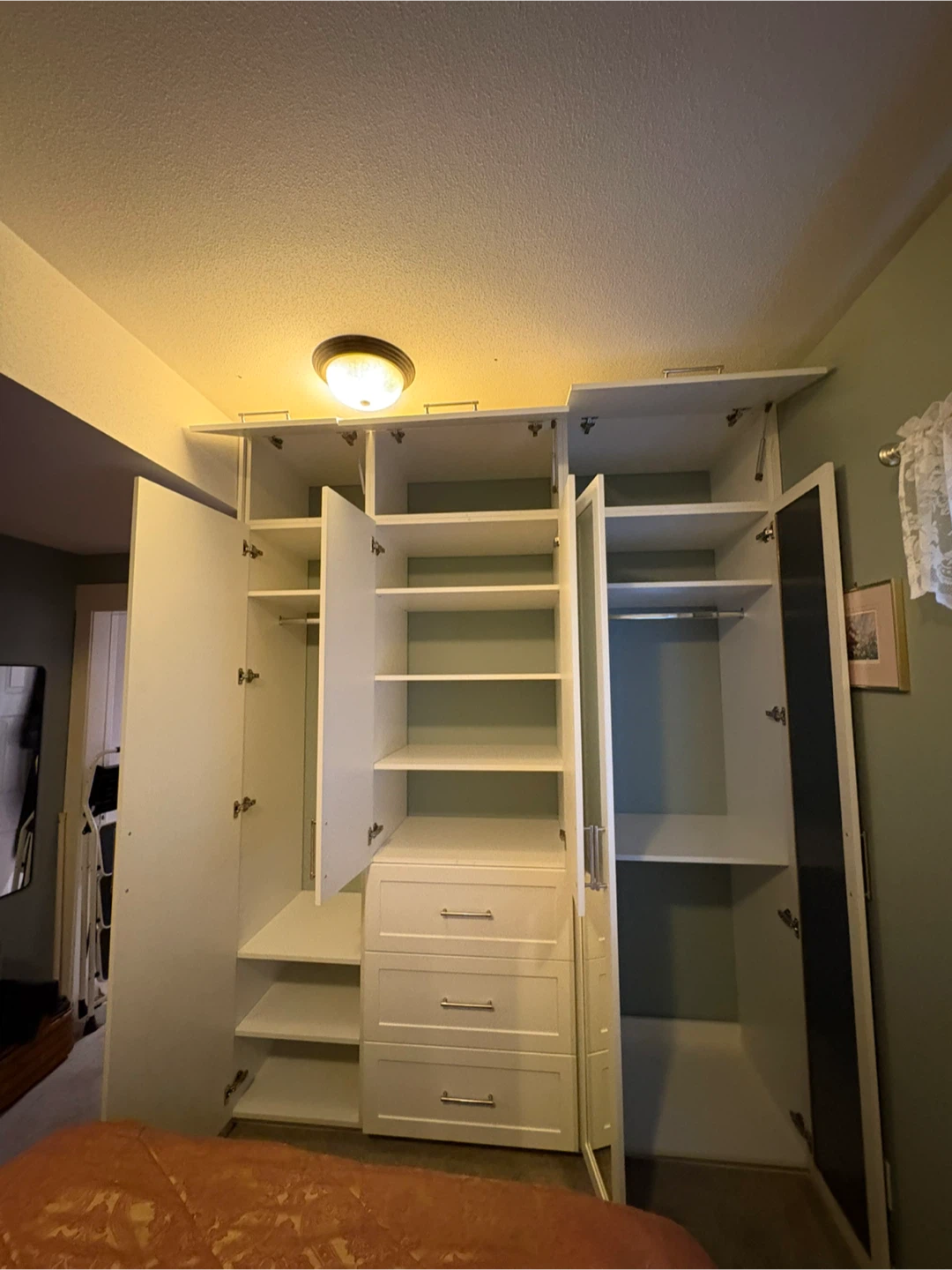 White Wardrobe with Mirror Doors and Drawers - photo 2