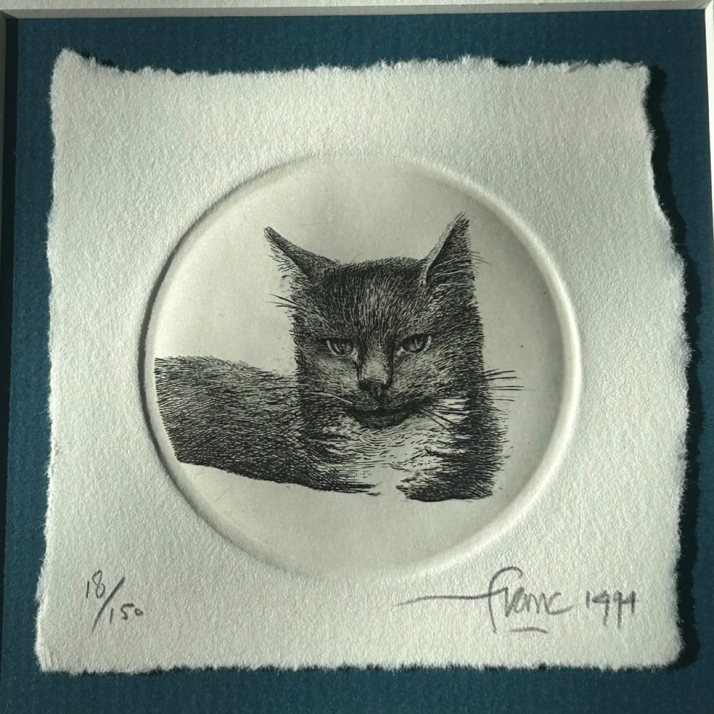 Original Signed Franc van Oort Etching “Cat” (1994) - photo 3