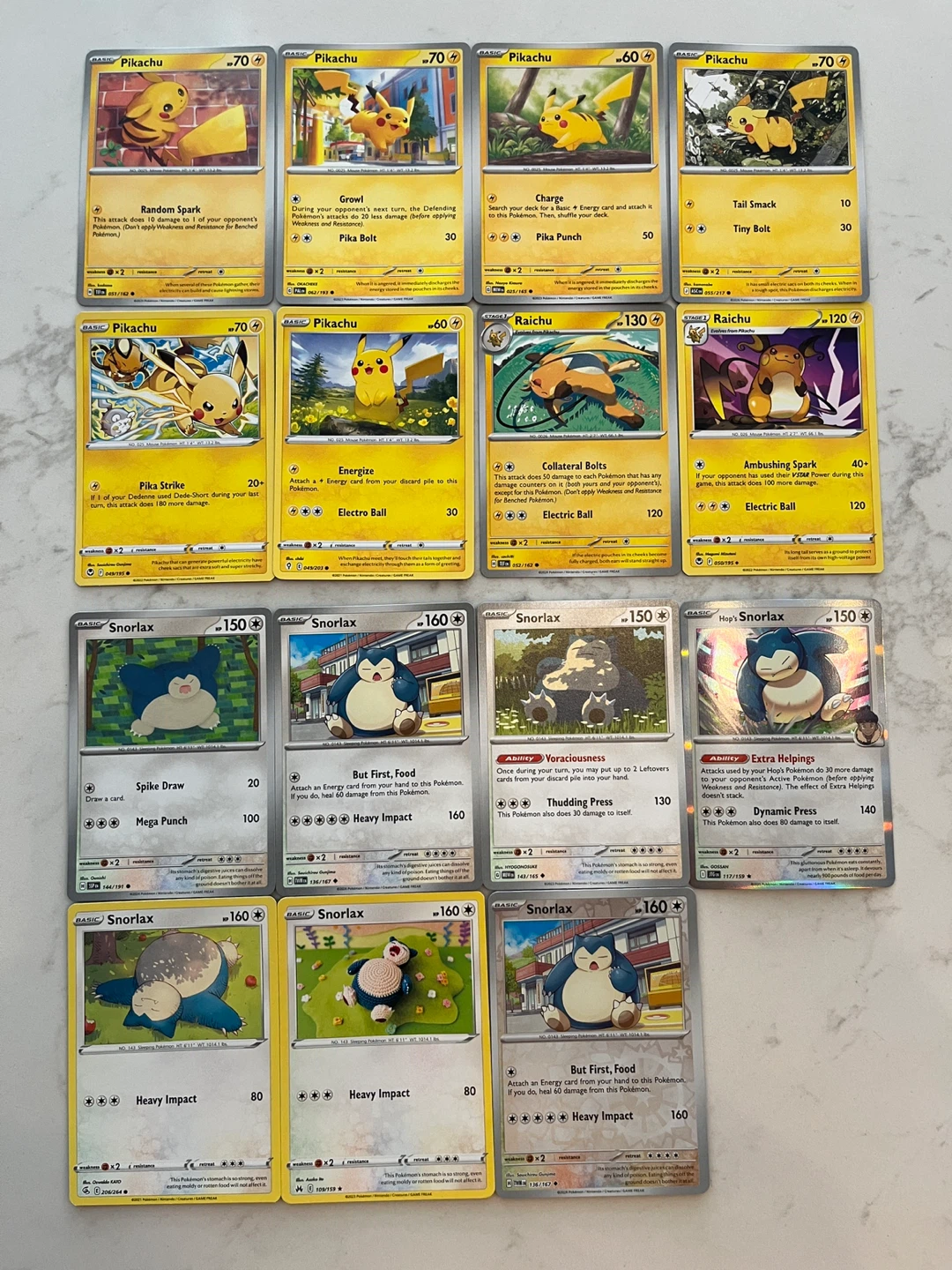 Pokemon Pikachu & Snorlax Cards