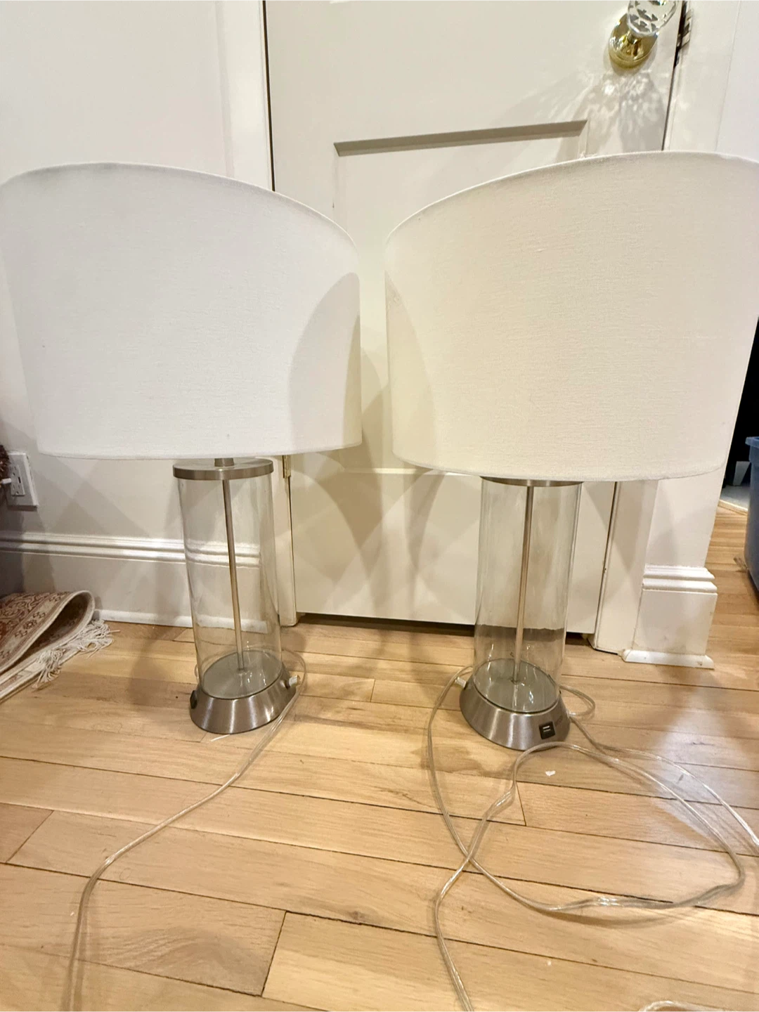 Modern Glass Cylinder Table Lamps with USB Port – Pair - photo 4