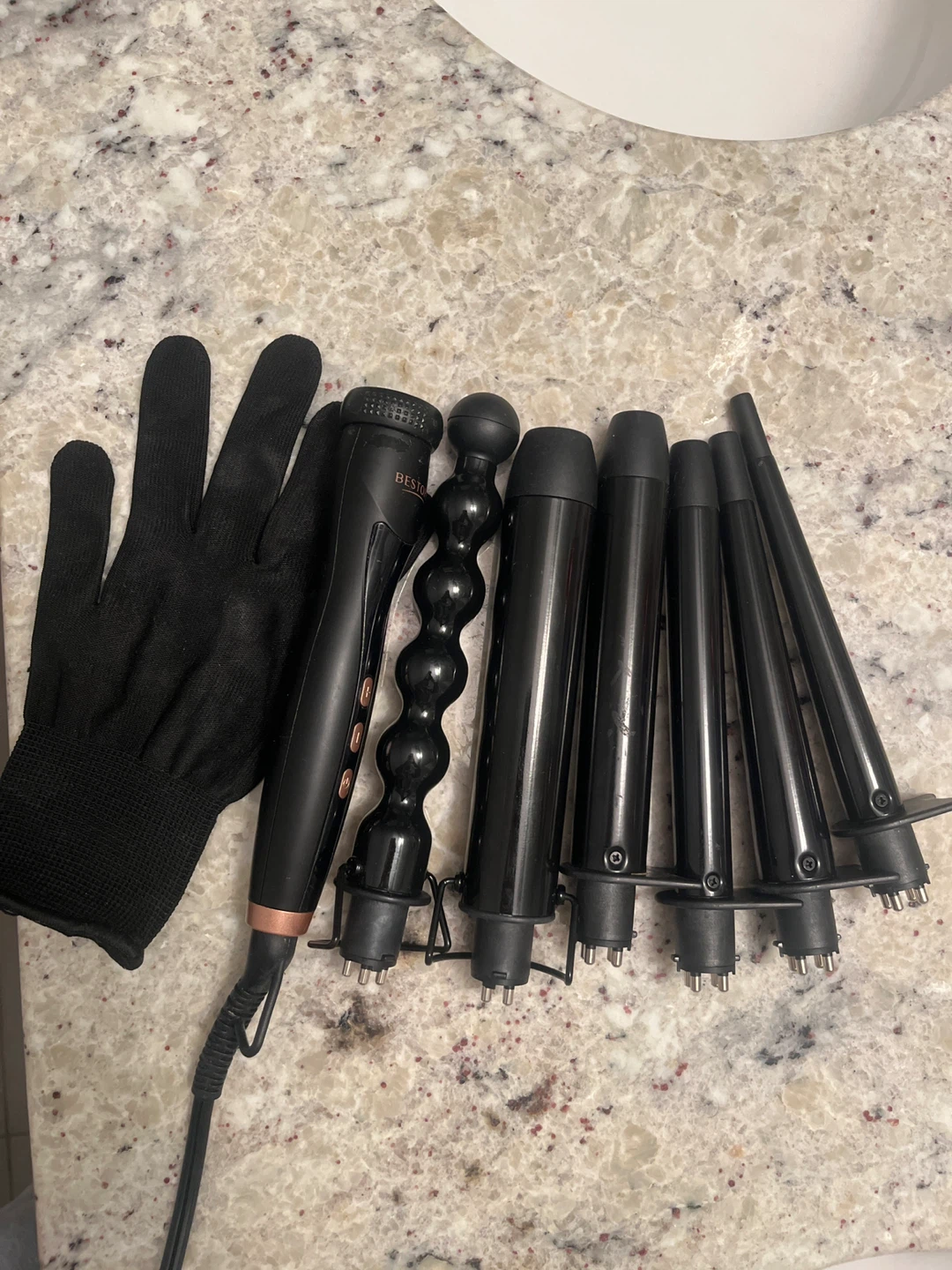 BESTOPE 5 in 1 Ceramic Curling Wand Set with Heat Glove