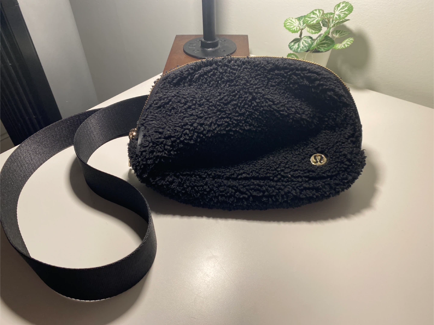 Lululemon Fluffy Black X Gold Belt Bag