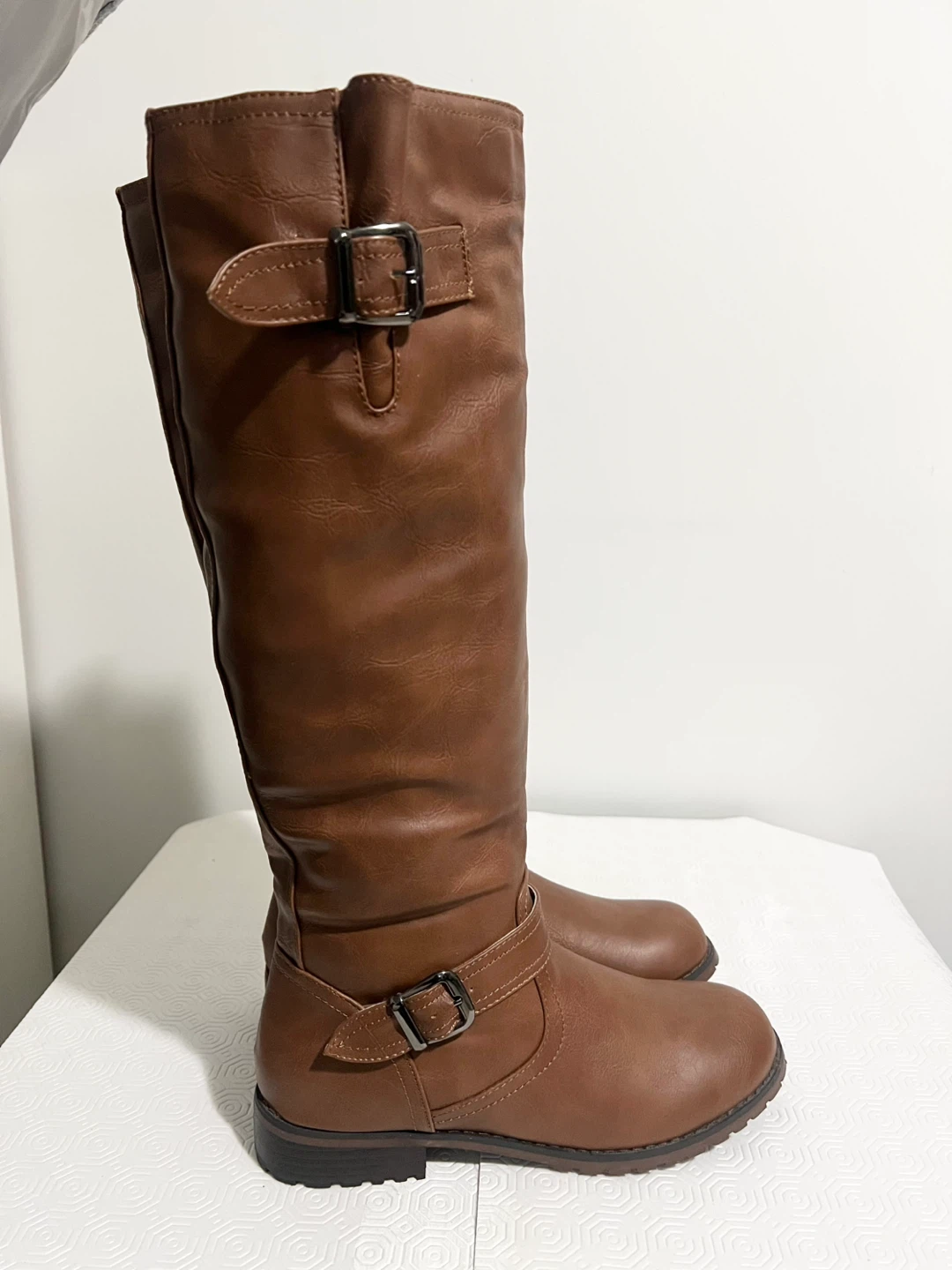 Brown Faux Leather Knee-High Boots - Size 38 - photo 2
