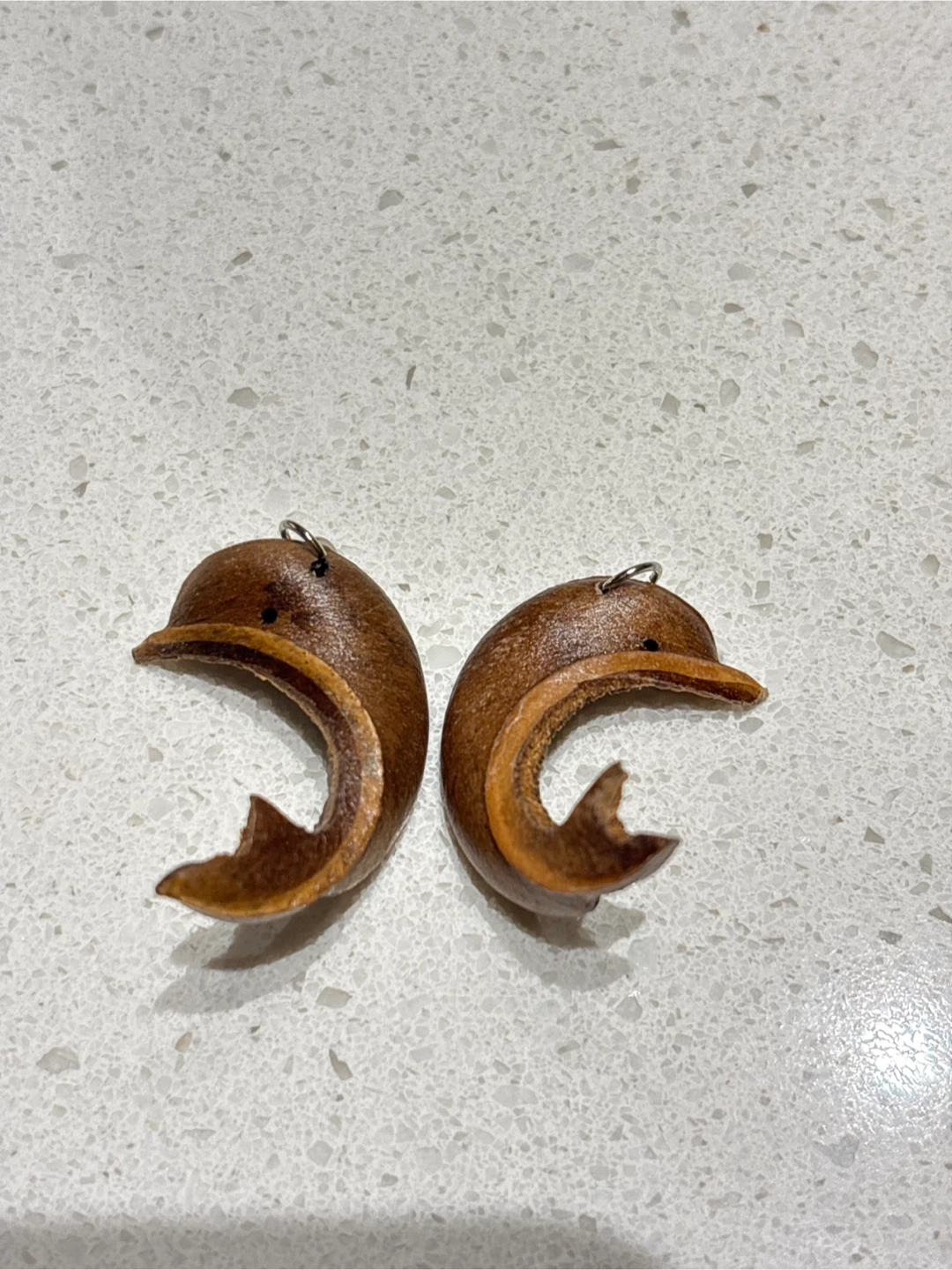 🧡 dolphin coconut husk earrings from Grenada