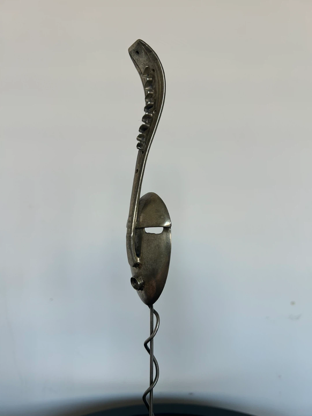 Vintage Modernist “Spoon Mask” Metal Sculpture - photo 3