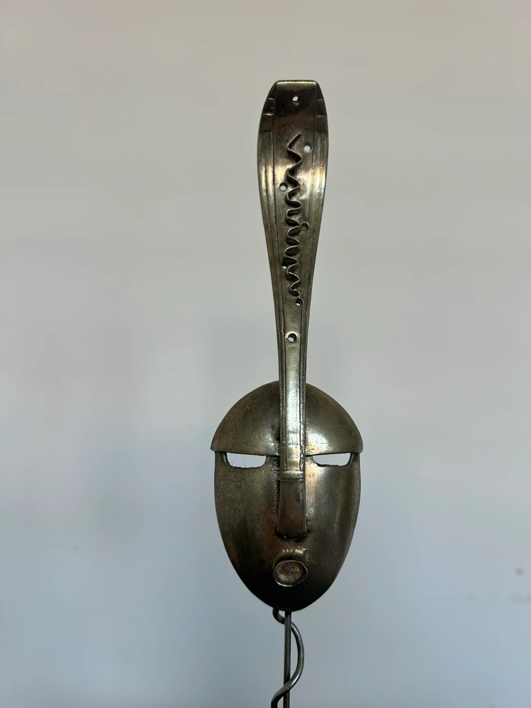Vintage Modernist “Spoon Mask” Metal Sculpture