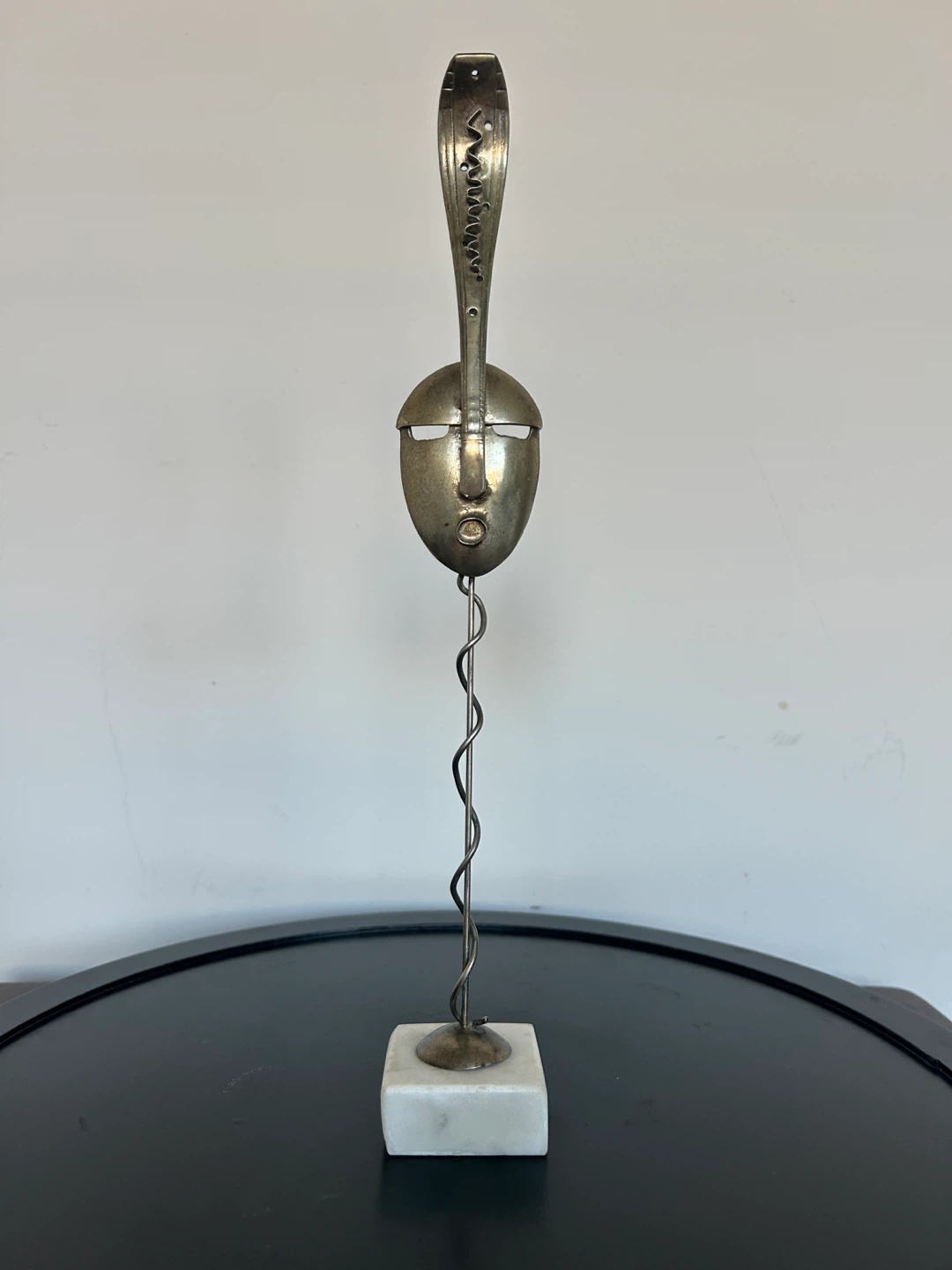 Vintage Modernist “Spoon Mask” Metal Sculpture - photo 2