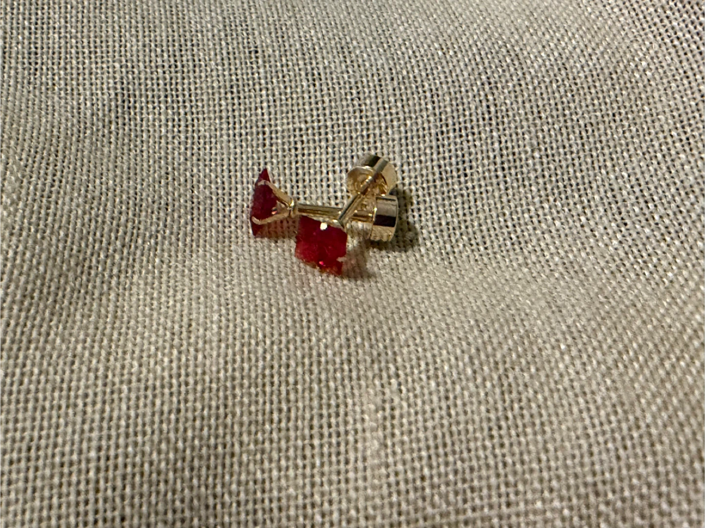 Gold-tone Stud Earrings with Red Gemstones