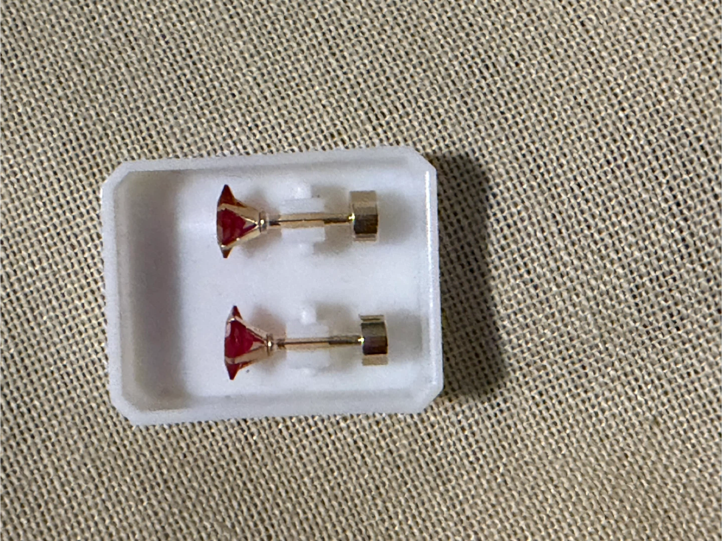 Gold-tone Stud Earrings with Red Gemstones - photo 4