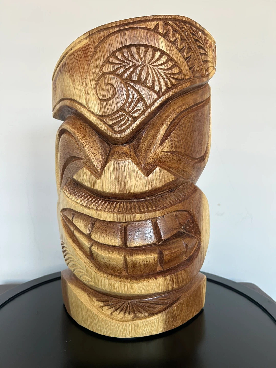 Large & Heavy Hand-Carved Solid Wood Tiki Face – 12.5”