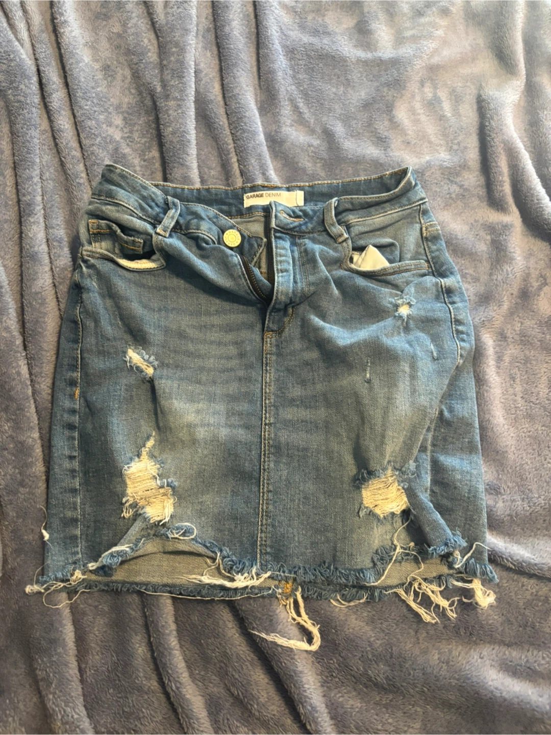 Garage Denim Distressed Blue Jean Skirt XS