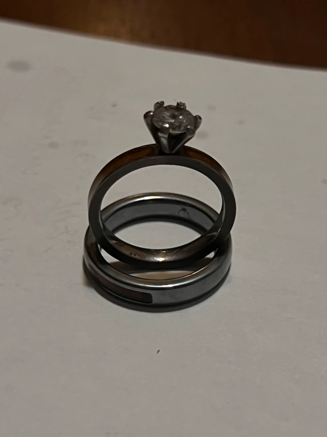 Engagement Ring Set with Wooden Inlay - photo 2