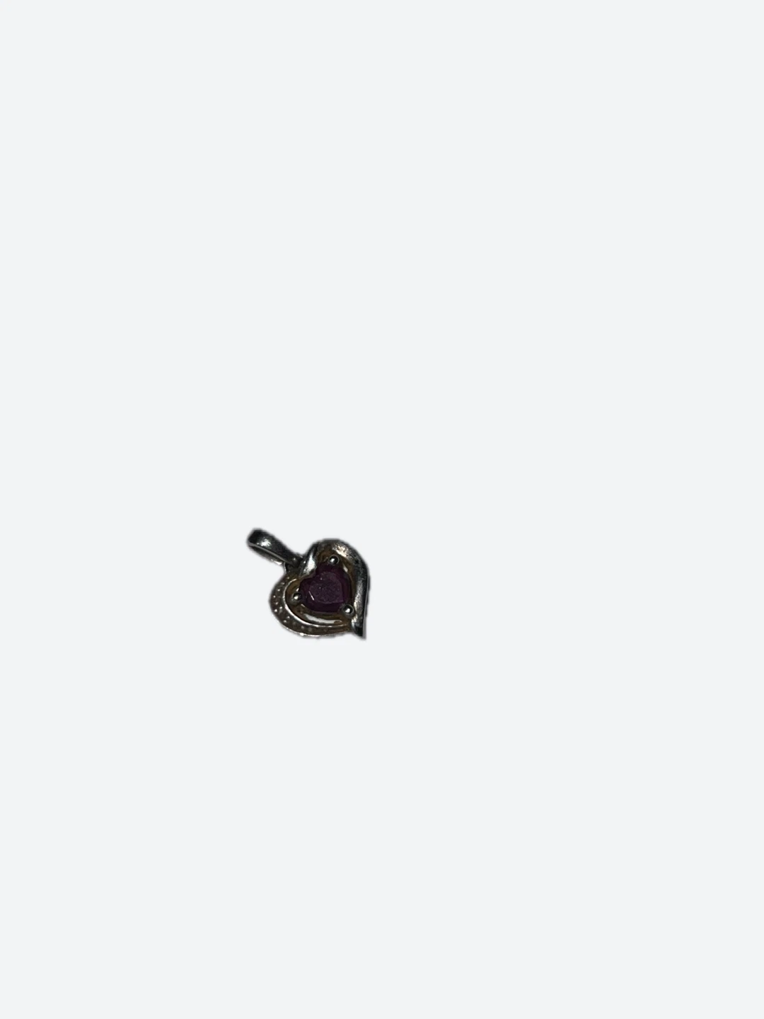 Silver Heart Pendant with Purple Stone - photo 2
