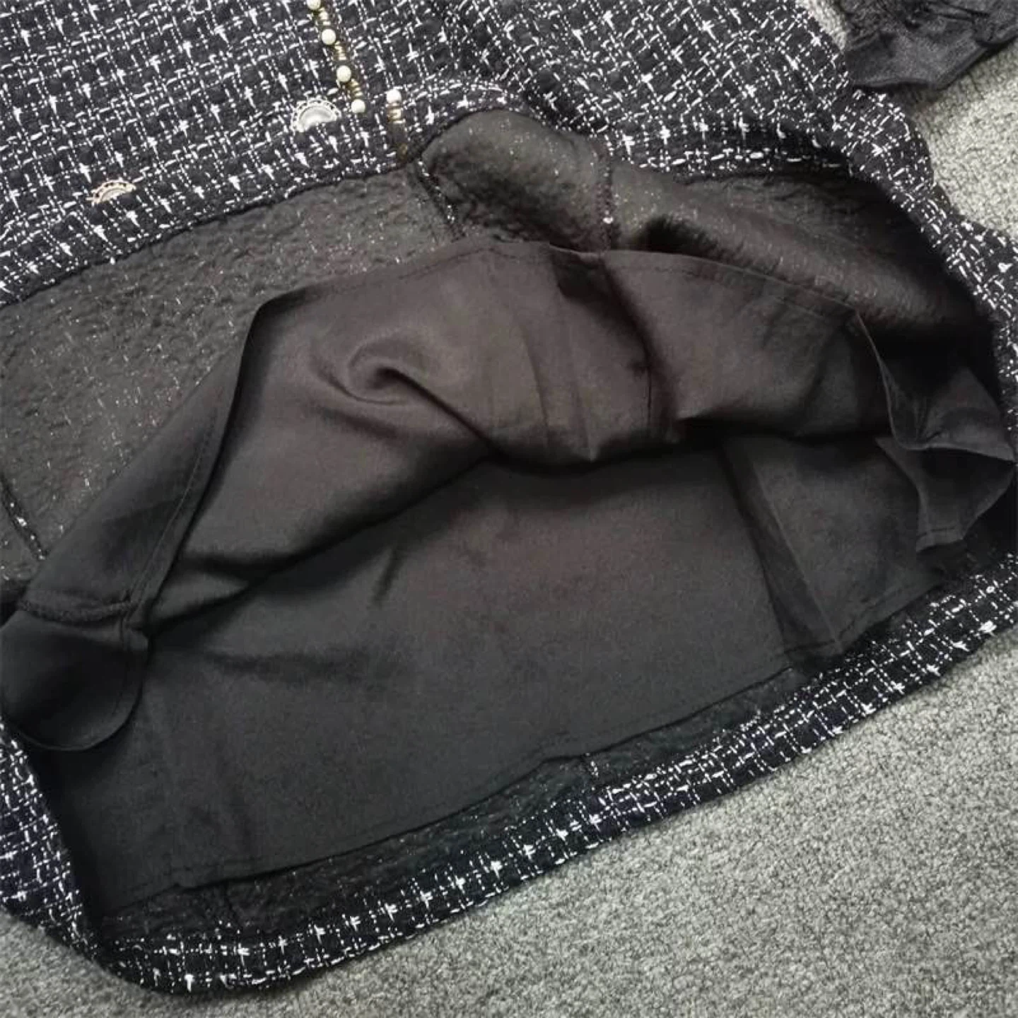Brand new Black Tweed Dress with Pearl Embellishments - photo 4