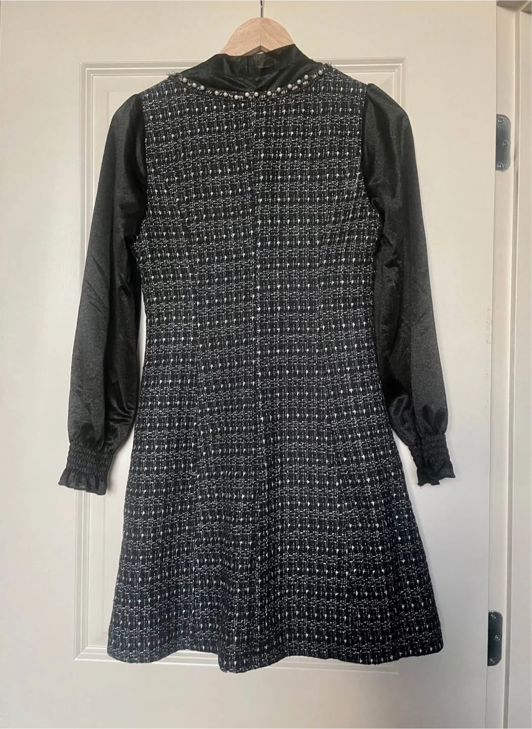 Brand new Black Tweed Dress with Pearl Embellishments - photo 2