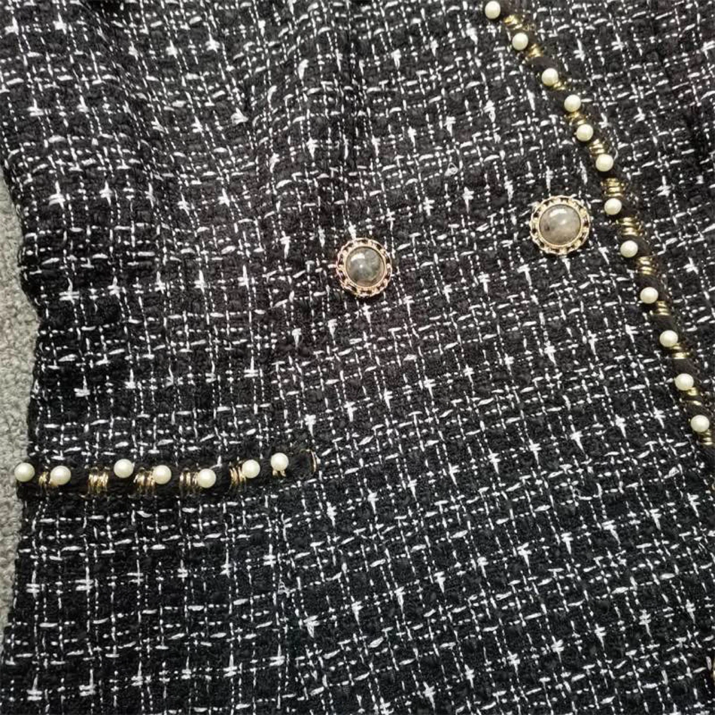 Brand new Black Tweed Dress with Pearl Embellishments - photo 3