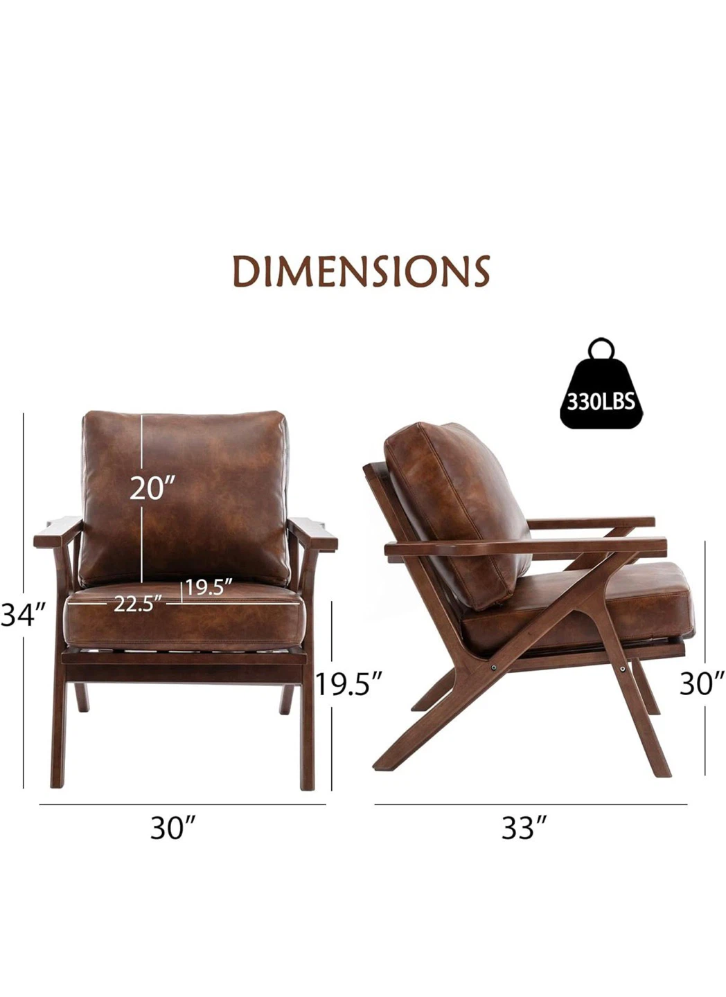 Brown Faux Leather Armchair Accent Chair - photo 3