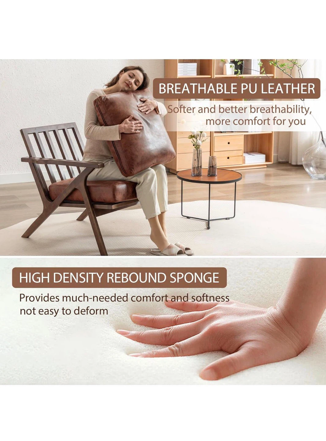 Brown Faux Leather Armchair Accent Chair - photo 4