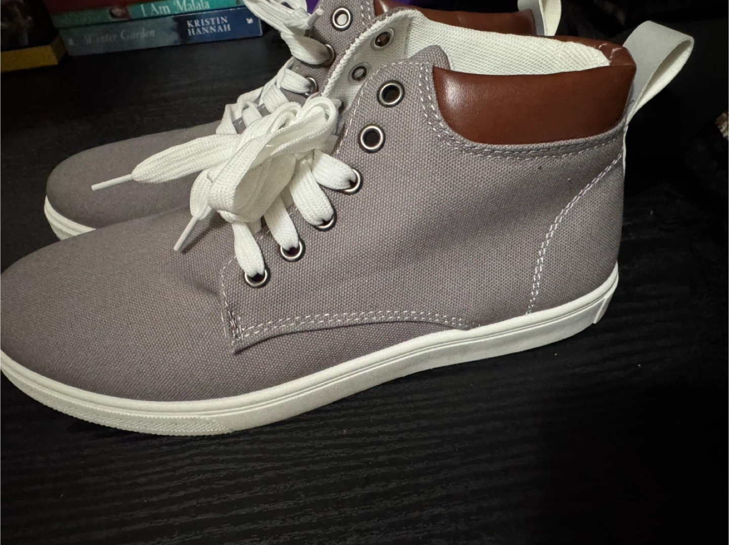 Men's Grey Canvas High-Top Sneakers Size 42 - photo 3