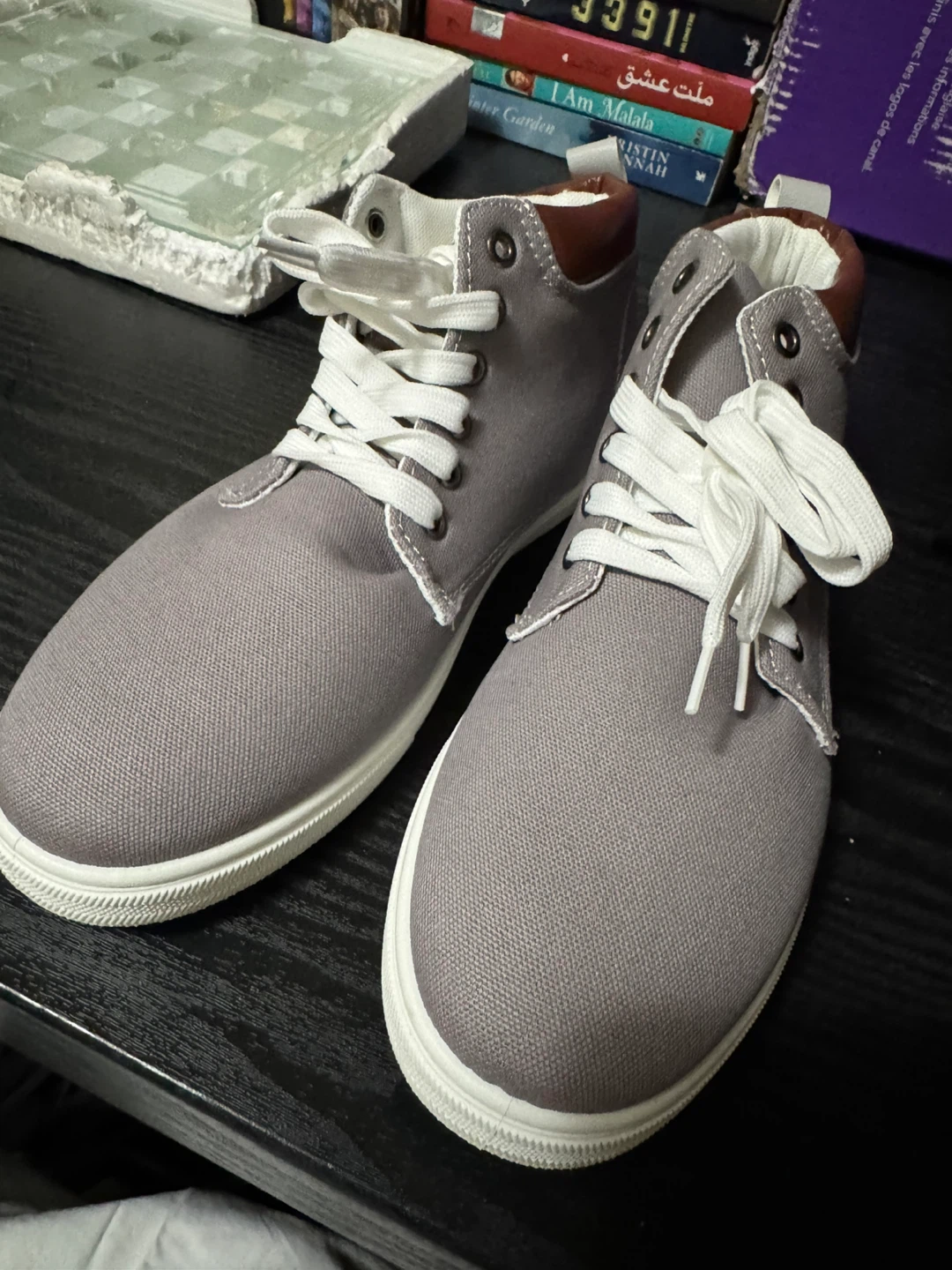 Men's Grey Canvas High-Top Sneakers Size 42 - photo 2