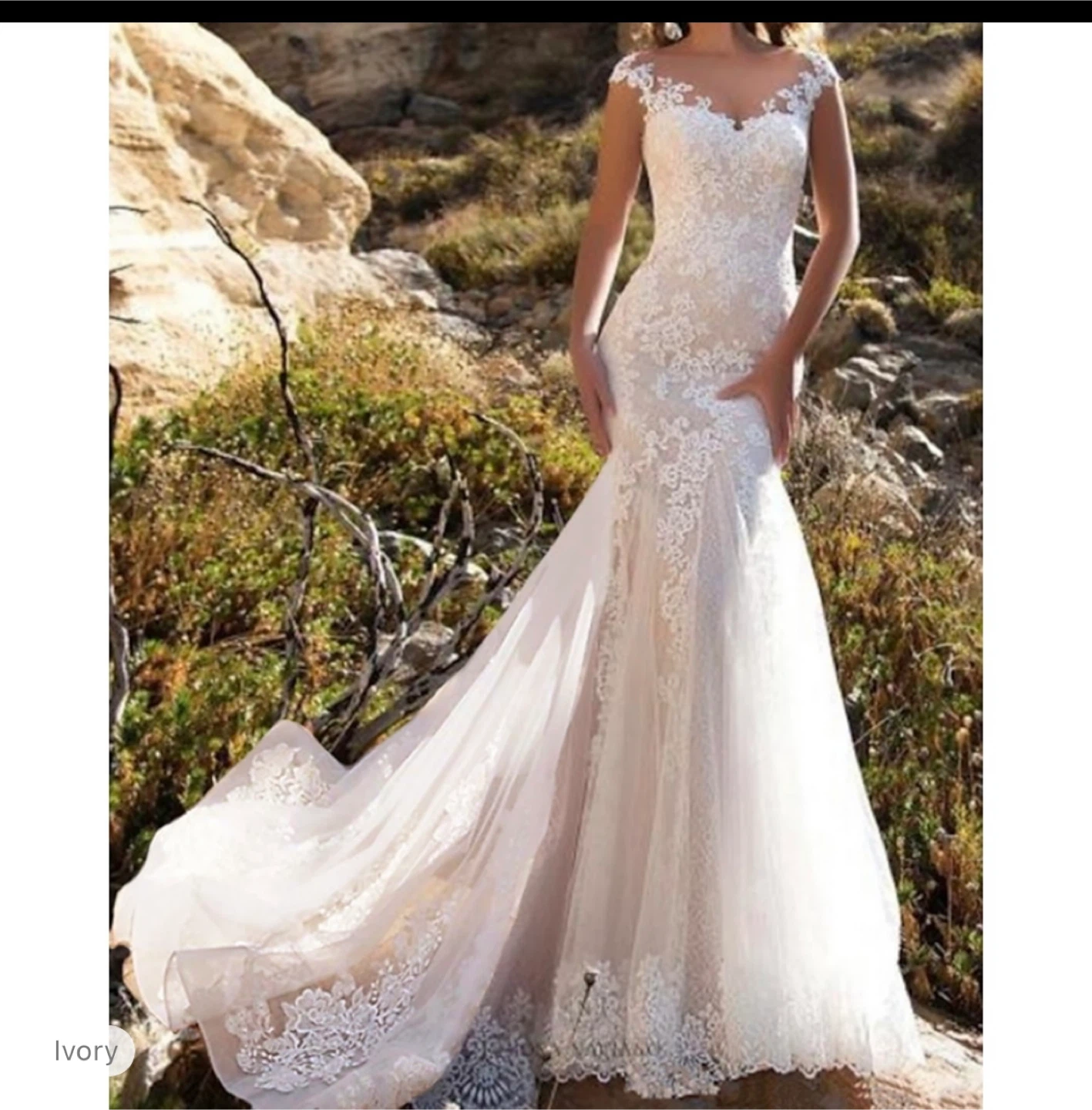Ivory Lace Mermaid Wedding Dress