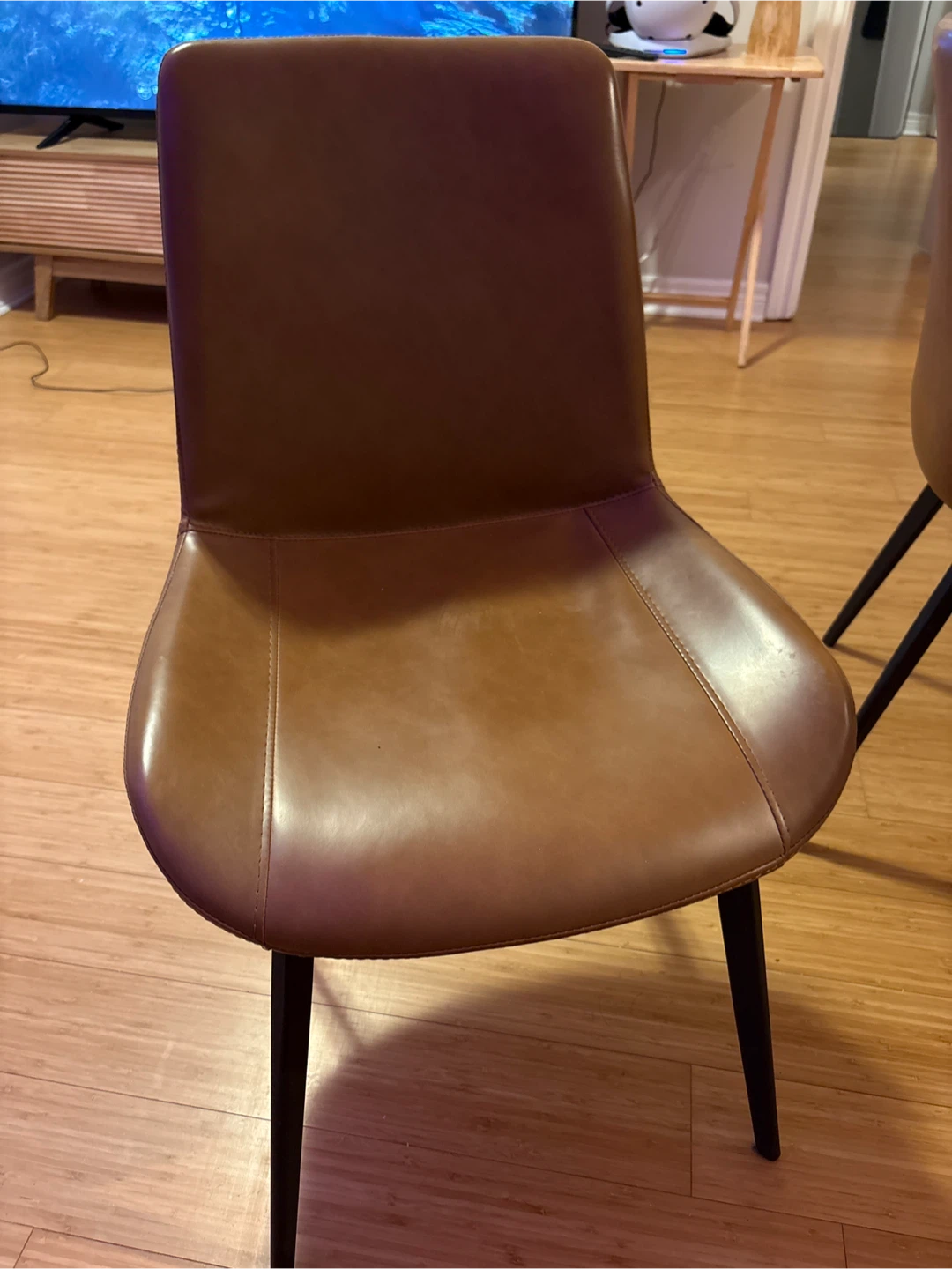 Set of 2 Brown Faux Leather Dining Chairs 🧡 - photo 2