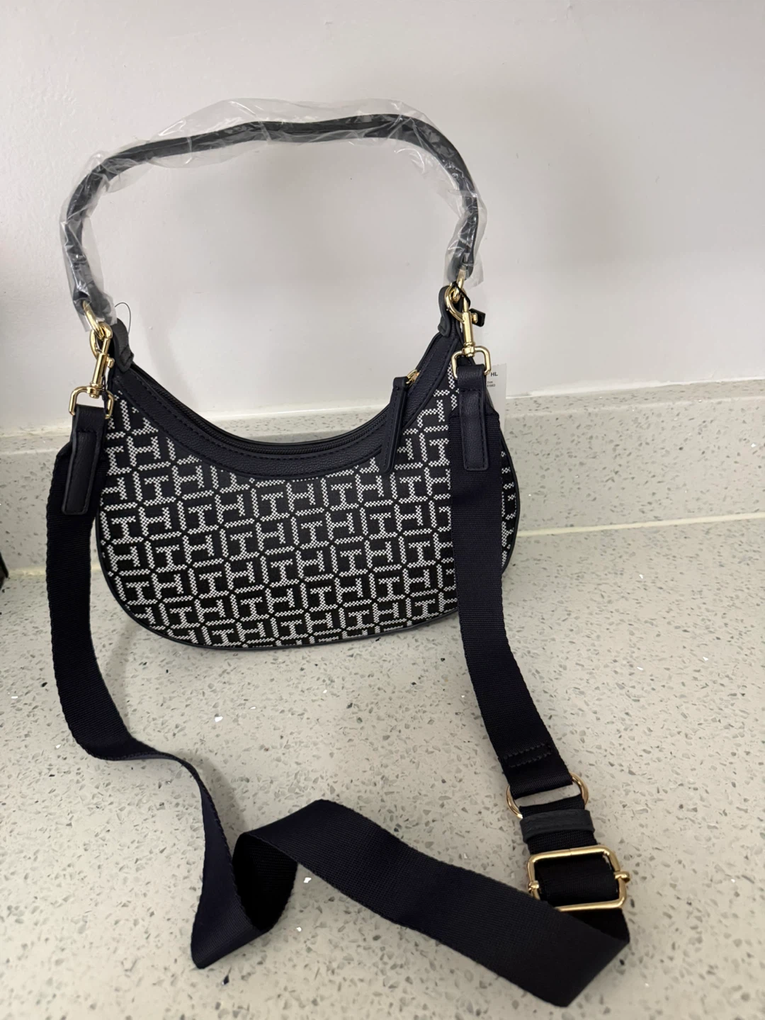 Tommy Hilfiger Hobo Shoulder Bag - Black/White Monogram - photo 2
