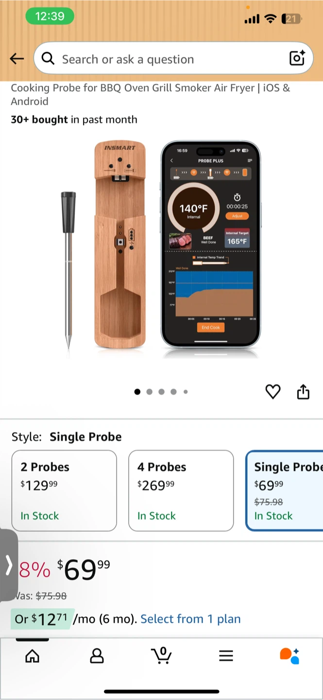INSMART Wireless Meat Thermometer Probe