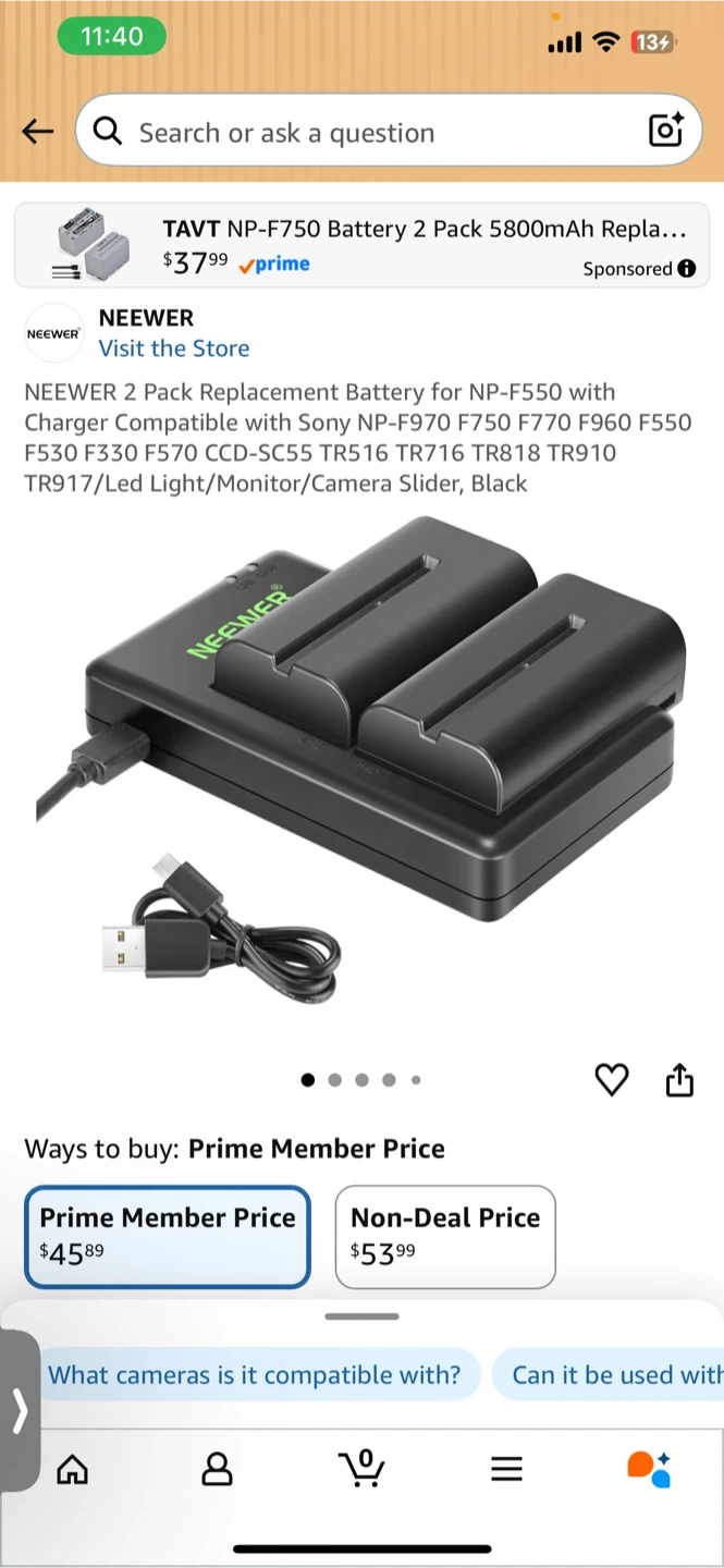 Neewer NP-F750 Battery 2 Pack Charger - photo 2