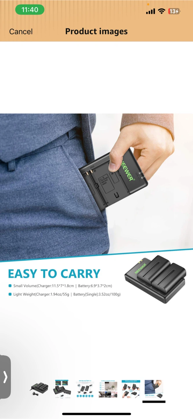 Neewer NP-F750 Battery 2 Pack Charger - photo 5