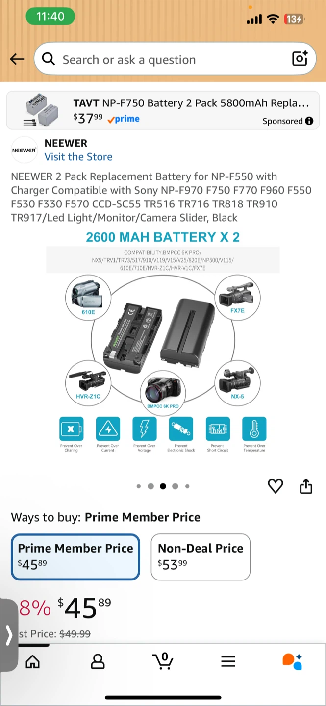 Neewer NP-F750 Battery 2 Pack Charger - photo 3