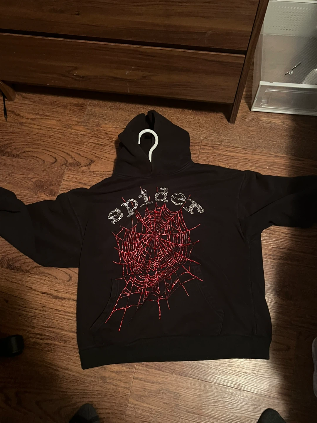 Spider Black Hoodie Rhinestone Spiderweb Size L - photo 3