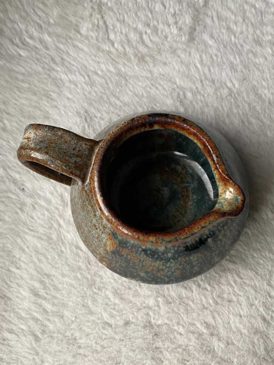 Handmade Antique Glazed Ceramic Creamer Pitcher - photo 3