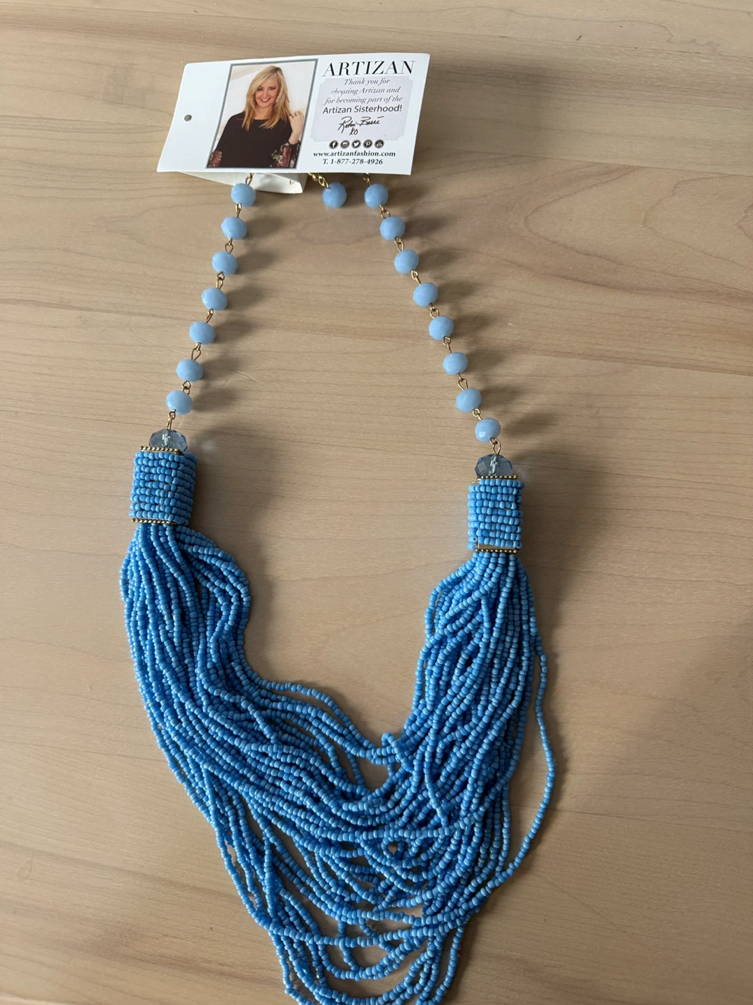 Artizan Blue Beaded Tassel Necklace Set