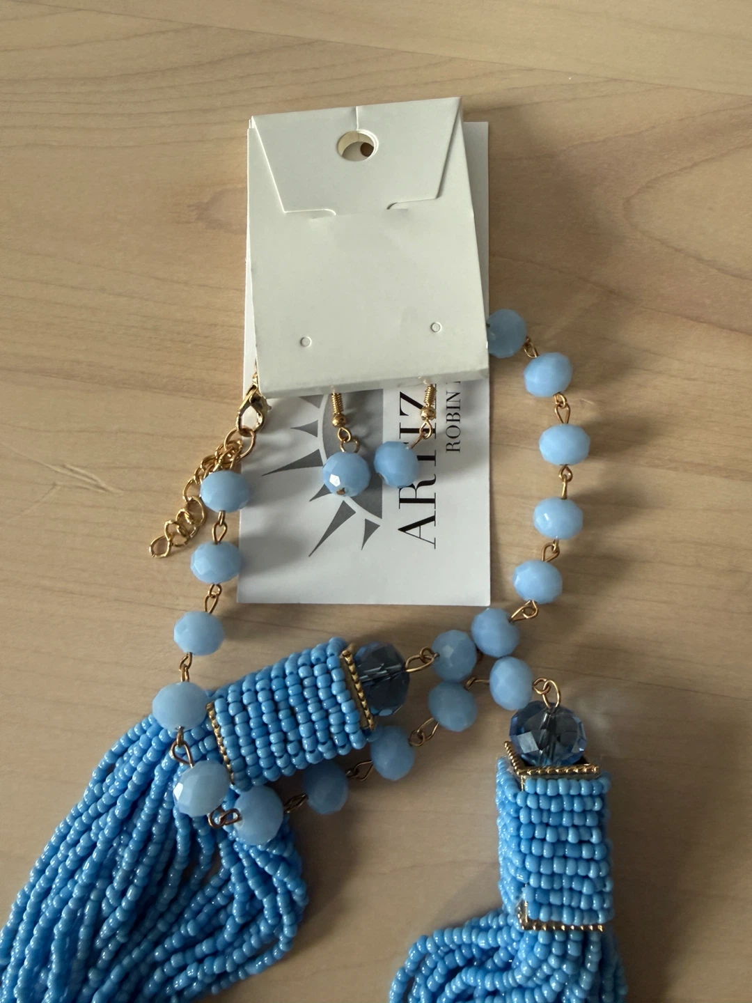Artizan Blue Beaded Tassel Necklace Set - photo 2