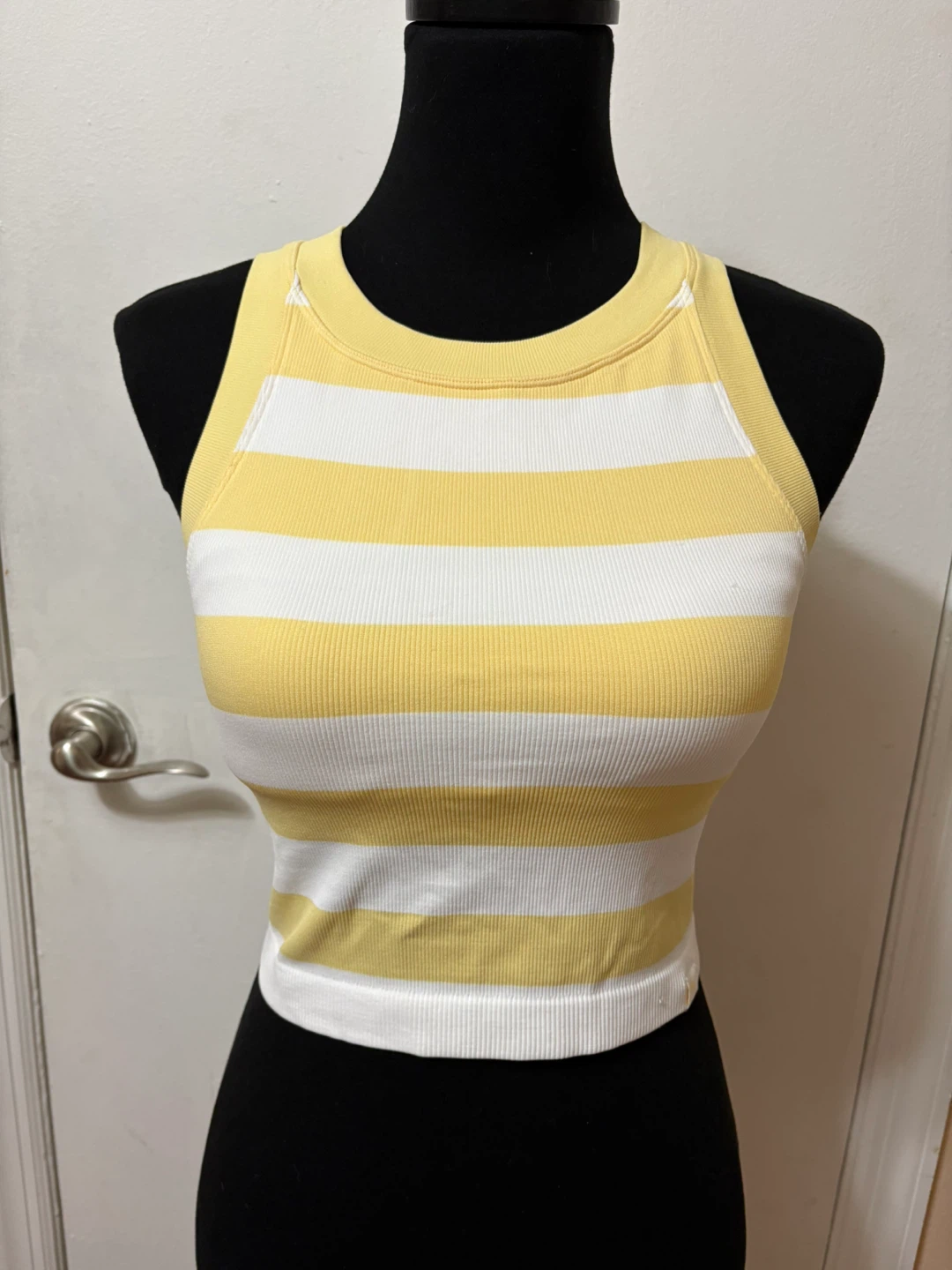 Joy Lab Striped Racerback Tank Top - Yellow & White - Small - photo 5