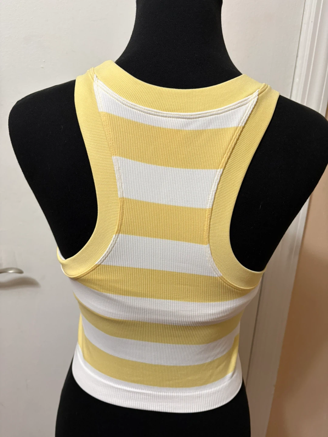 Joy Lab Striped Racerback Tank Top - Yellow & White - Small - photo 3