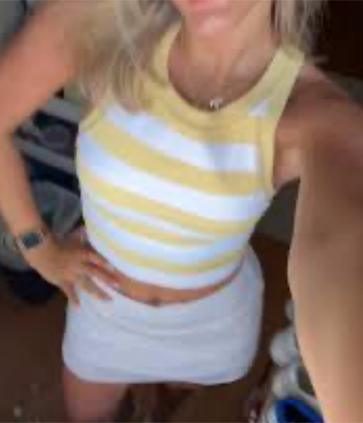 Joy Lab Striped Racerback Tank Top - Yellow & White - Small