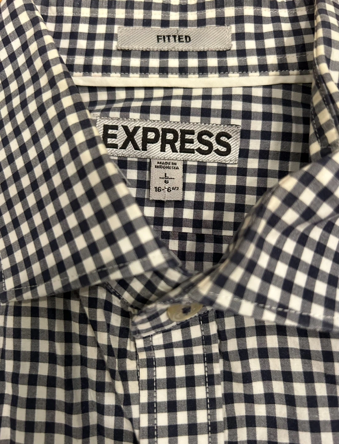 Express Men's Fitted Gingham Button-Down Shirt - photo 3