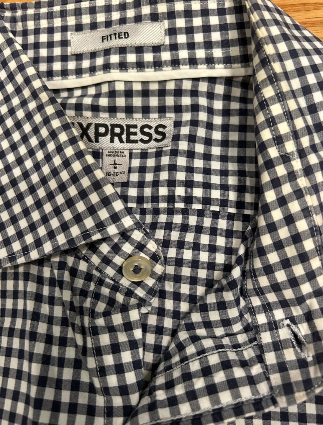 Express Men's Fitted Gingham Button-Down Shirt - photo 2