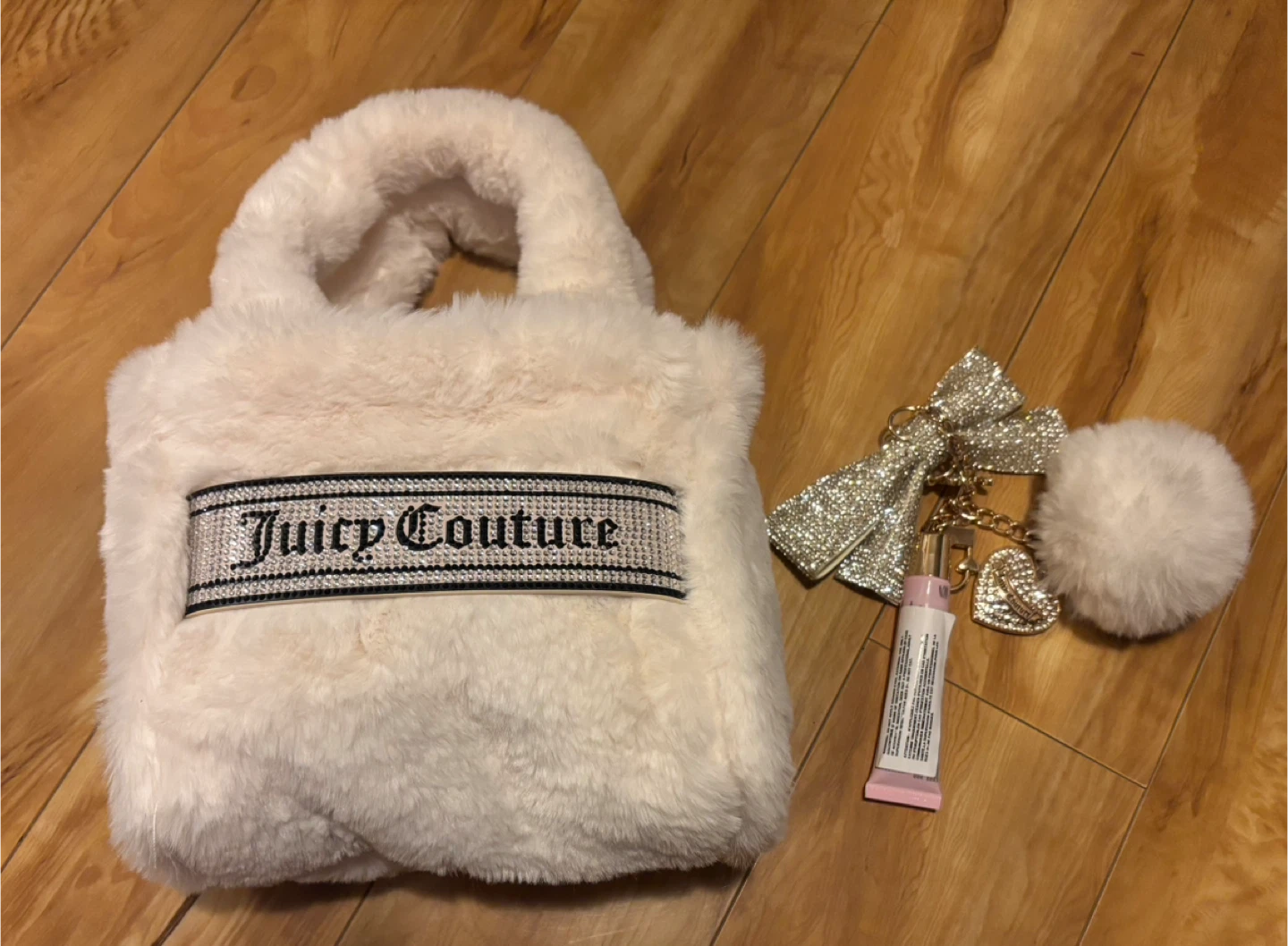 Juicy Couture Y2K Fluffy Mini Bag Set with Lip Gloss
