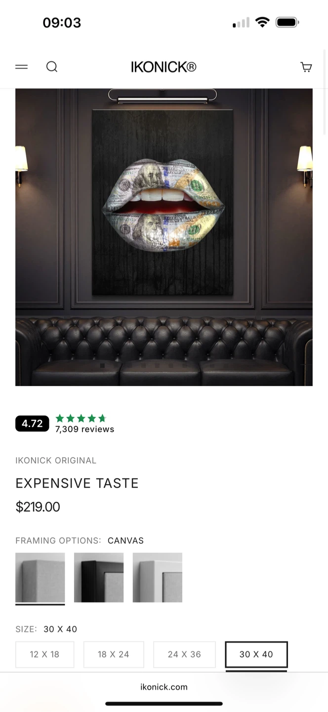 Money Lips Canvas Print Wall Art - photo 3