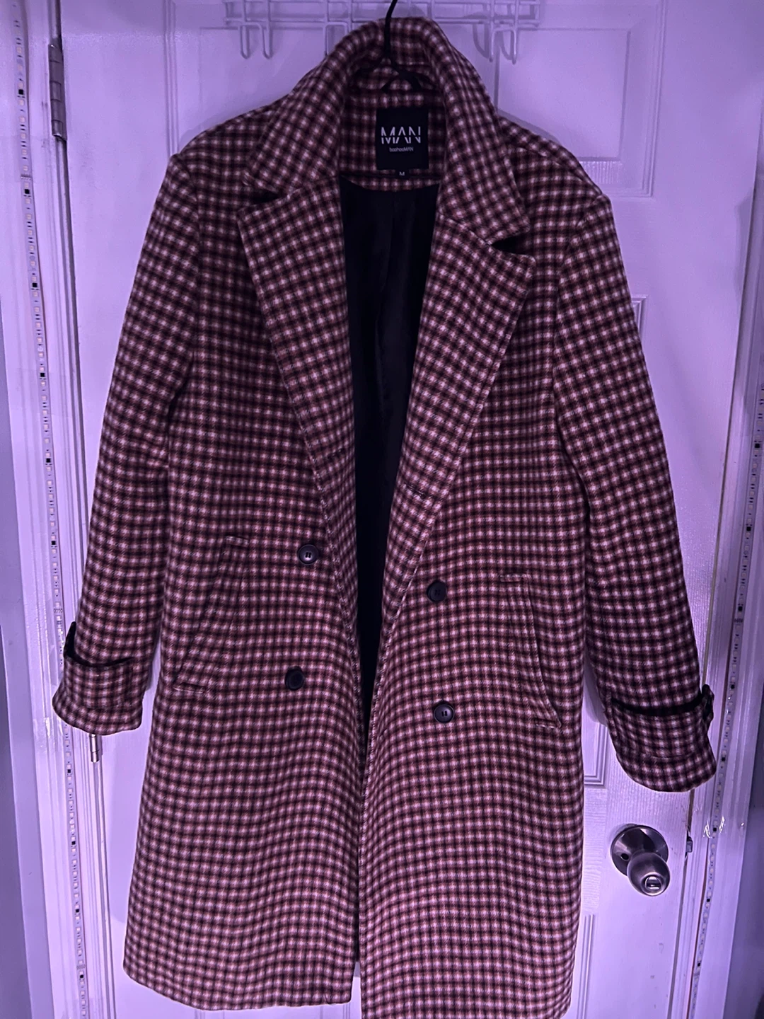 MAN Double Breasted Check Overcoat - photo 2
