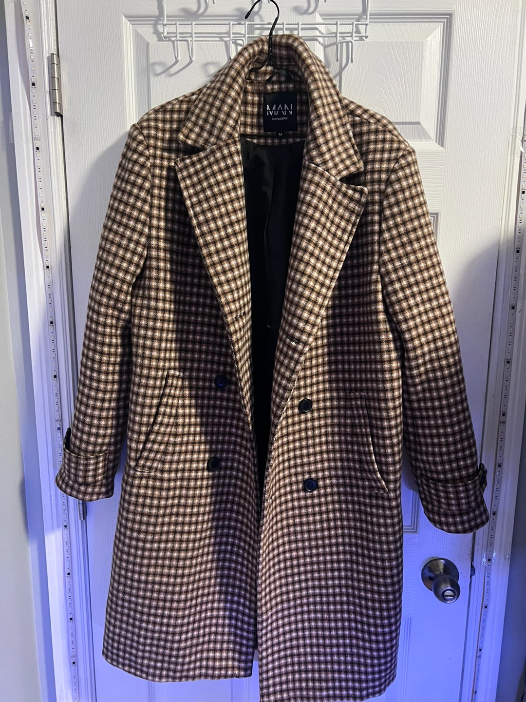 MAN Double Breasted Check Overcoat - photo 3